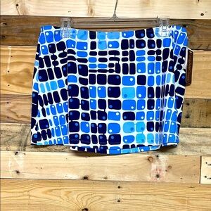 Swim Systems size L blue, white, navy geometric design stretchy coverup skirt
